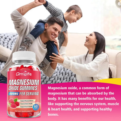 Gomitas Masticables De Óxido De Magnesio 400 Mg Sabor Frambuesa Vegano 60 Unidades