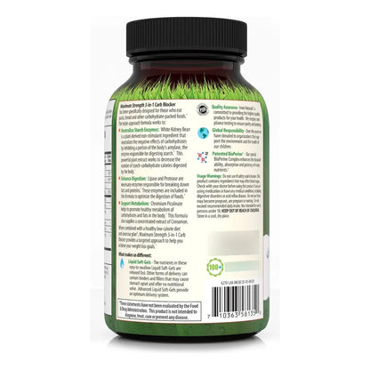 Bloqueador Carbohidratos 3 En 1 Resistencia Alta Apoyo Metabólico Irwin Naturals 150 Cápsulas