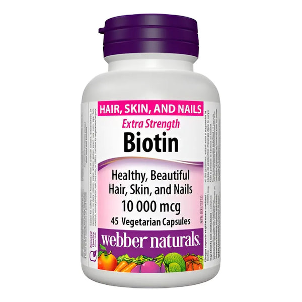 Biotina 10000 Mcg Extra Fuerte 45 Cápsulas Webber Naturals Cabello Uñas Piel