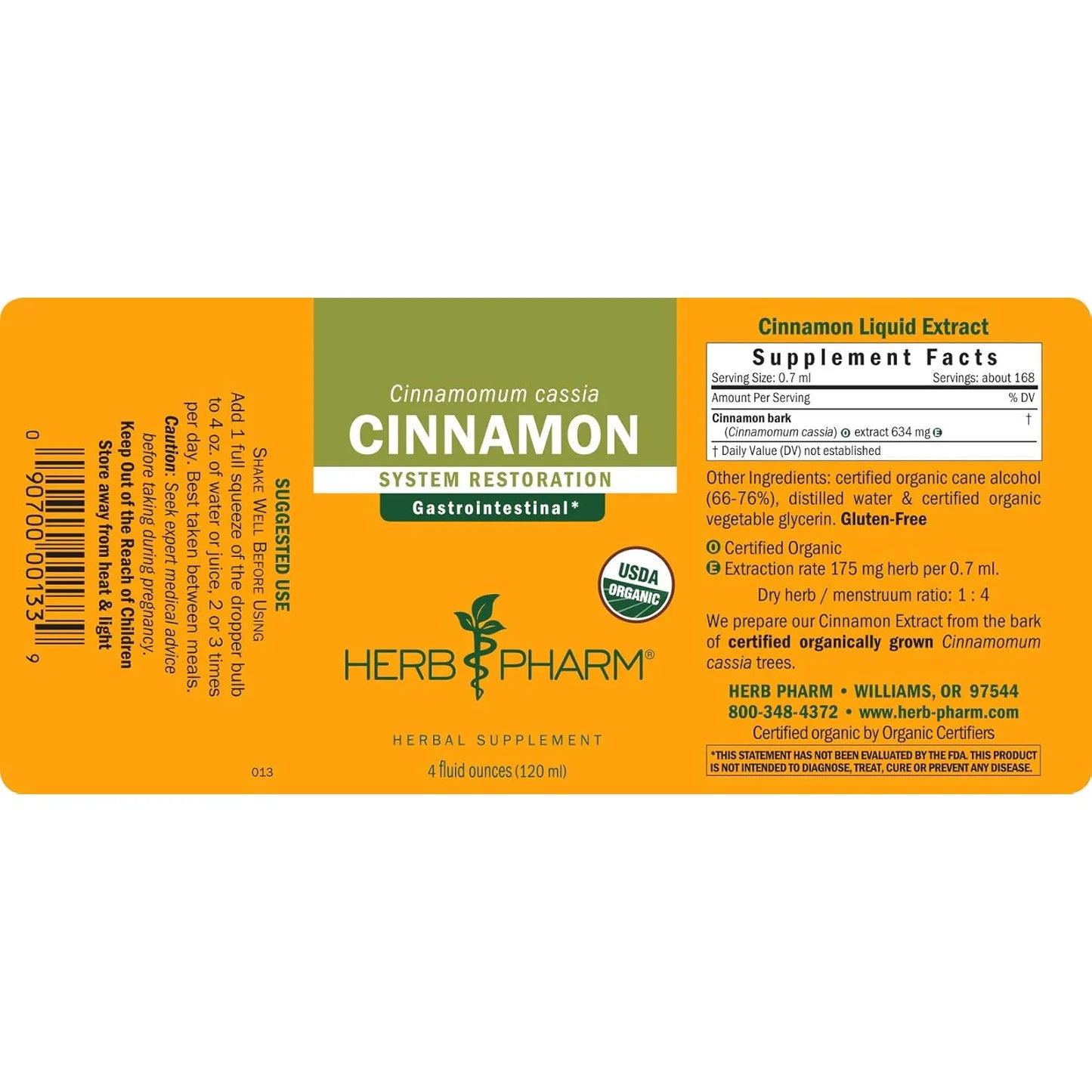 Extracto Liquido De Canela Organico 118 Ml Apoyo Cardiovascular Circulatorio