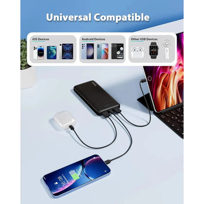 Cargador Miady Portátil 10000mah Rápido Usb Dual Negro - Imagen 3