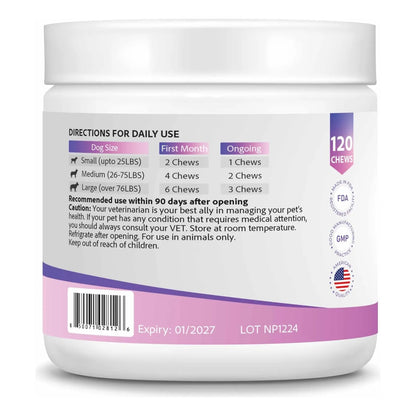 Multivitaminas Masticables Para Perros 120 Unidades Salud Cerebro Piel Y Digestión