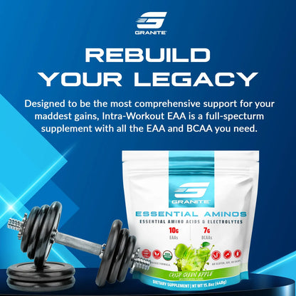 Aminoácidos Esenciales En Polvo Sabor Manzana Verde 10 G Eaa Bcaa Recuperación Muscular