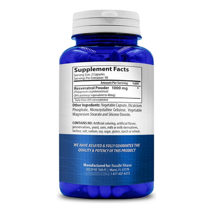 Capsulas Resveratrol 1000 Mg Antioxidante Vegano Facil Absorcion Piel Corazon Cerebro