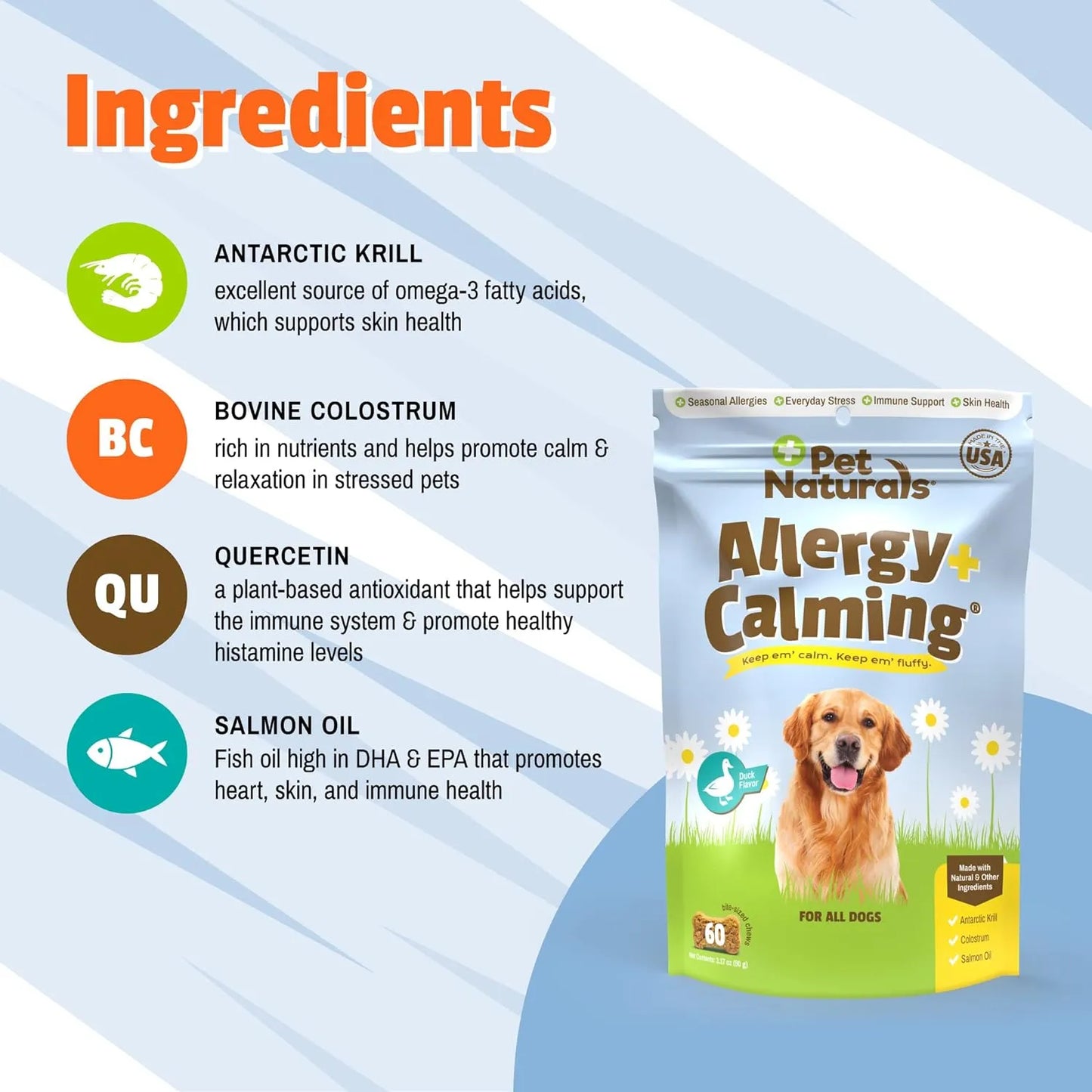 Suplemento Allergy Plus Masticable Para Perros Alivia Alergias Y Estrés Sabor Pato