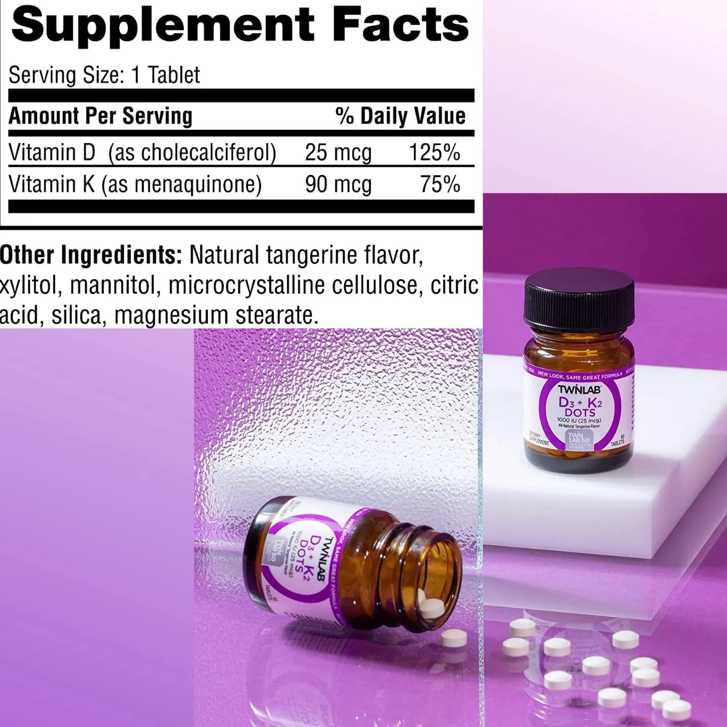 Vitamina D3 1000 Ui Y K2 Dots Paquete De Tres Frascos Twinlab Suplemento Para Huesos Corazón E Inmunidad