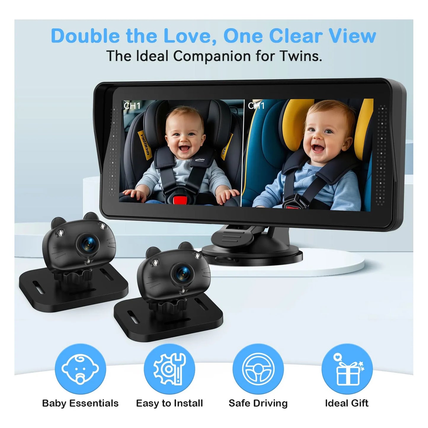 Camara Dual HD Para Coche Pantalla 6.9 Pulgadas Vision Nocturna Facil Instalacion