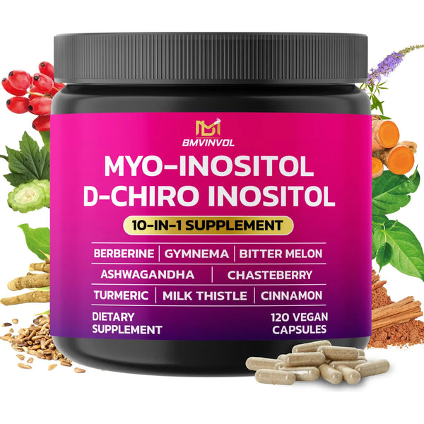 Suplemento Inositol Myo D Chiro Berberina Canela Ashwagandha 120 Cápsulas
