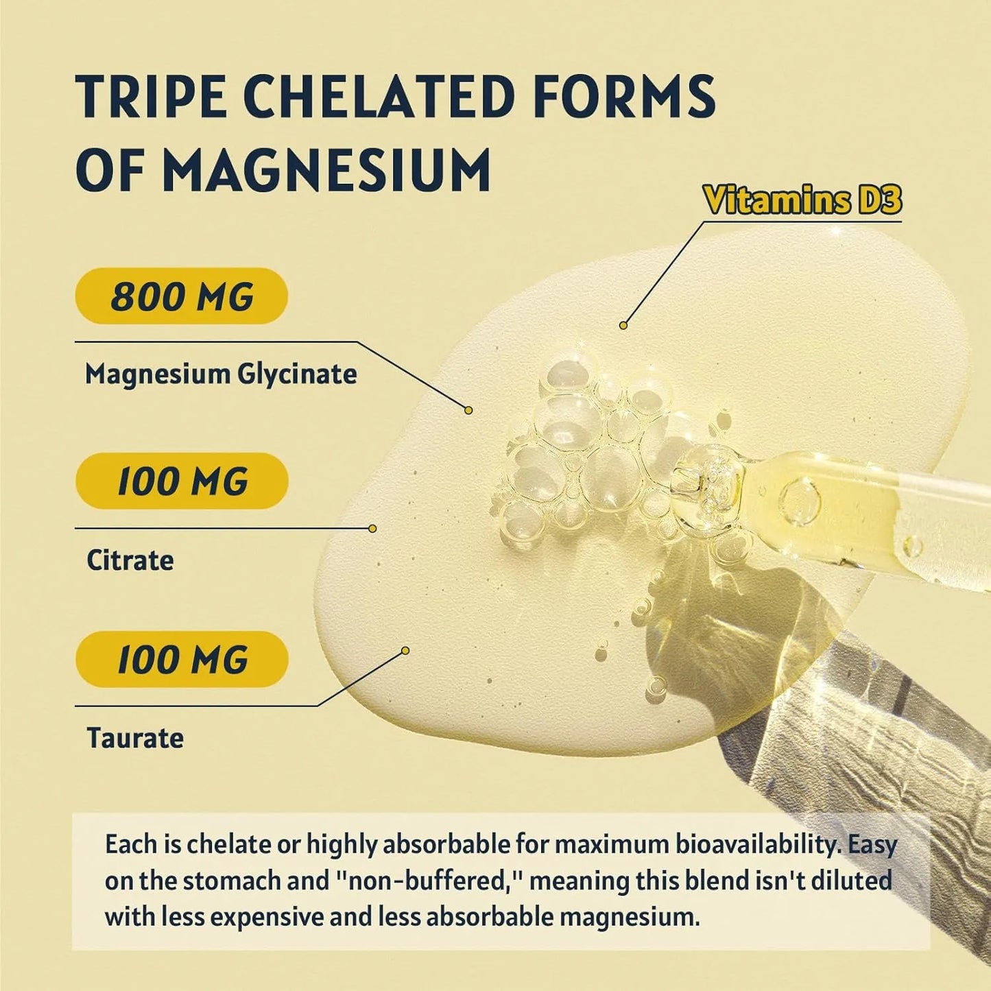 Gotas De Glicinato De Magnesio 1000 Mg Con D3 Y L-Theanina Sabor Piña