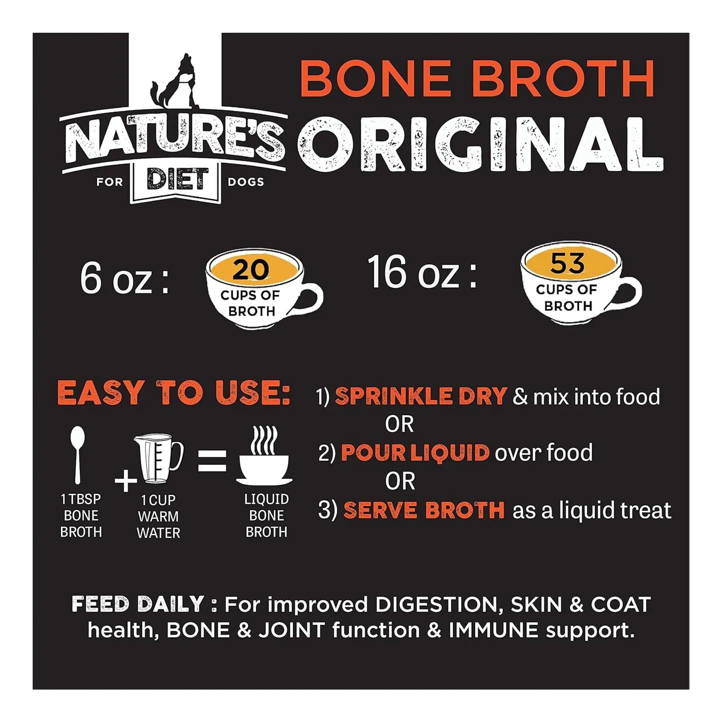 Proteina De Caldo De Hueso Para Mascotas Con Calabaza Nature's Diet 16 Oz