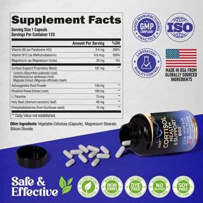 Suplemento De Cortisol Natural Para Mujeres Equilibrio Hormonal Con Ashwagandha Y Vitaminas
