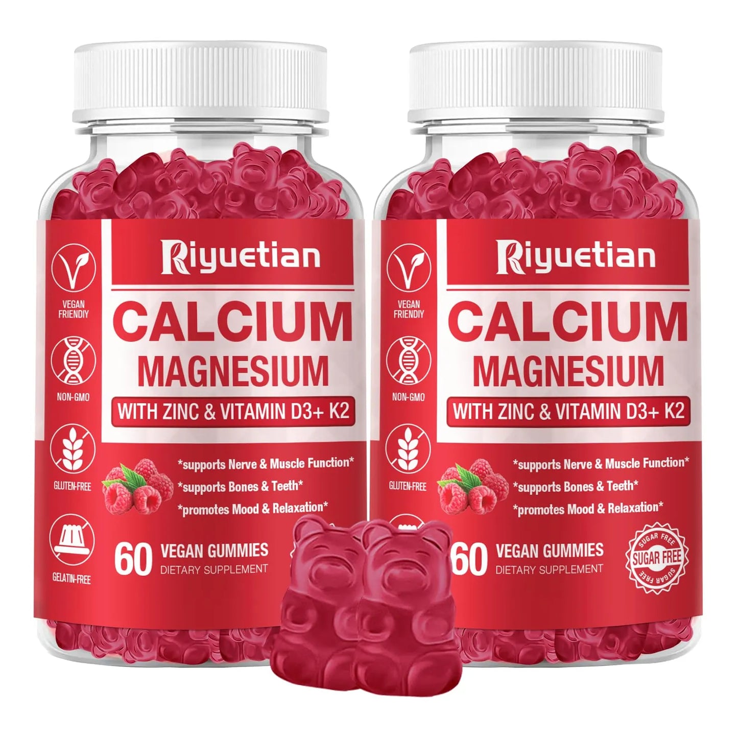 Gomitas Calcio Magnesio Zinc Vitamina D3 Veganas Sin Gluten 120 Unidades