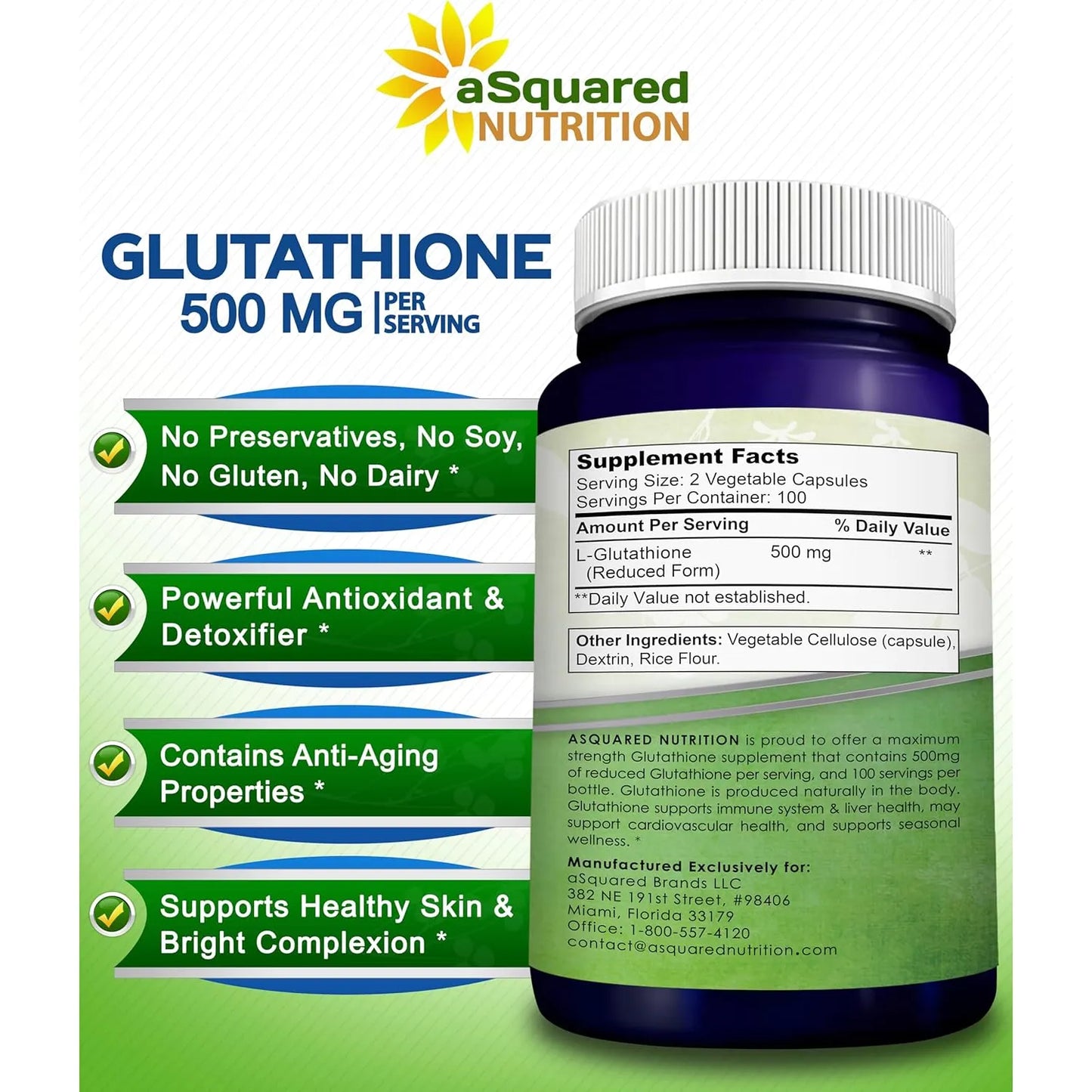 Glutatión 500 Mg Antioxidante Salud Hígado Piel 200 Cápsulas Vegano