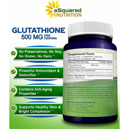 Glutatión 500 Mg Antioxidante Salud Hígado Piel 200 Cápsulas Vegano