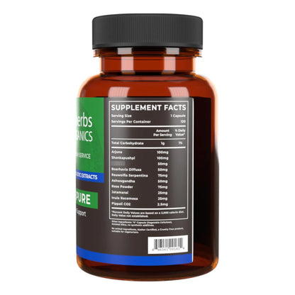 Capsulas Vegetales Cardiopure Con Ashwagandha Rauwolfia Y Extracto Arjuna 120 Unidades