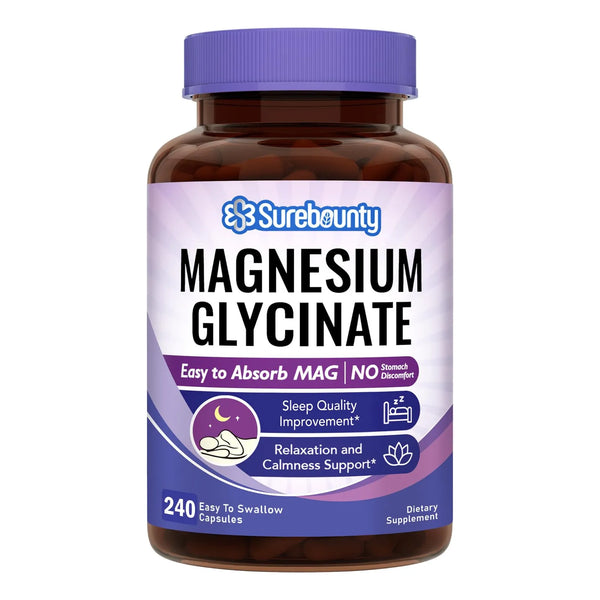 Glicinato De Magnesio Para Sueño 2130 Mg Cápsulas Pequeñas Fáciles De Tragar 240 Unidades