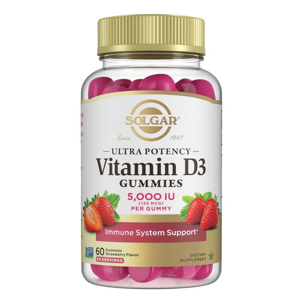 Gomitas Vitamina D3 Solgar 5000 Ui Sabor Fresa Refuerza Sistema Inmunologico