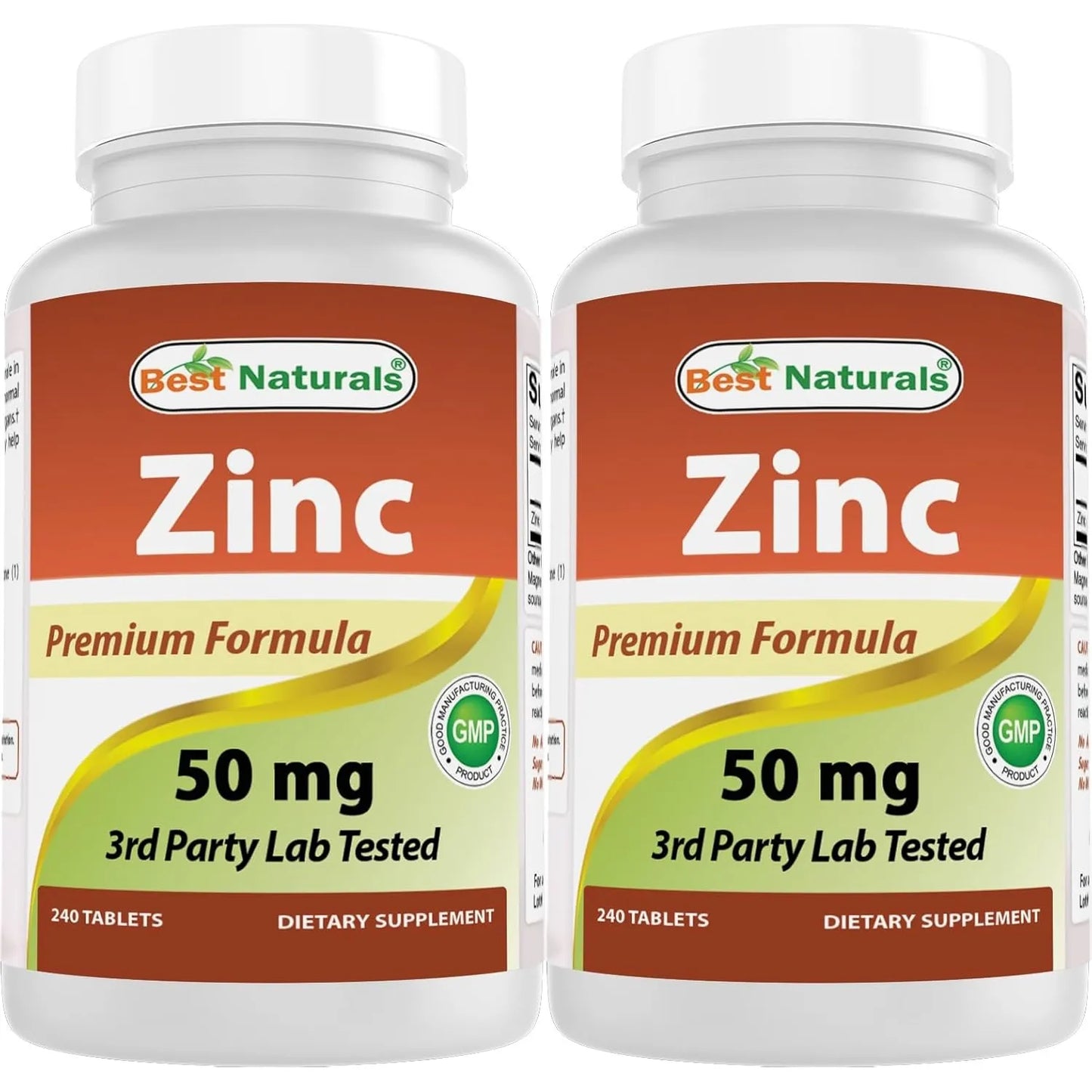 Suplemento De Zinc Gluconato 50 Mg 240 Comprimidos Paquete Doble Best Naturals