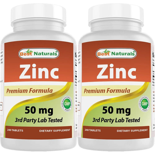 Suplemento De Zinc Gluconato 50 Mg 240 Comprimidos Paquete Doble Best Naturals