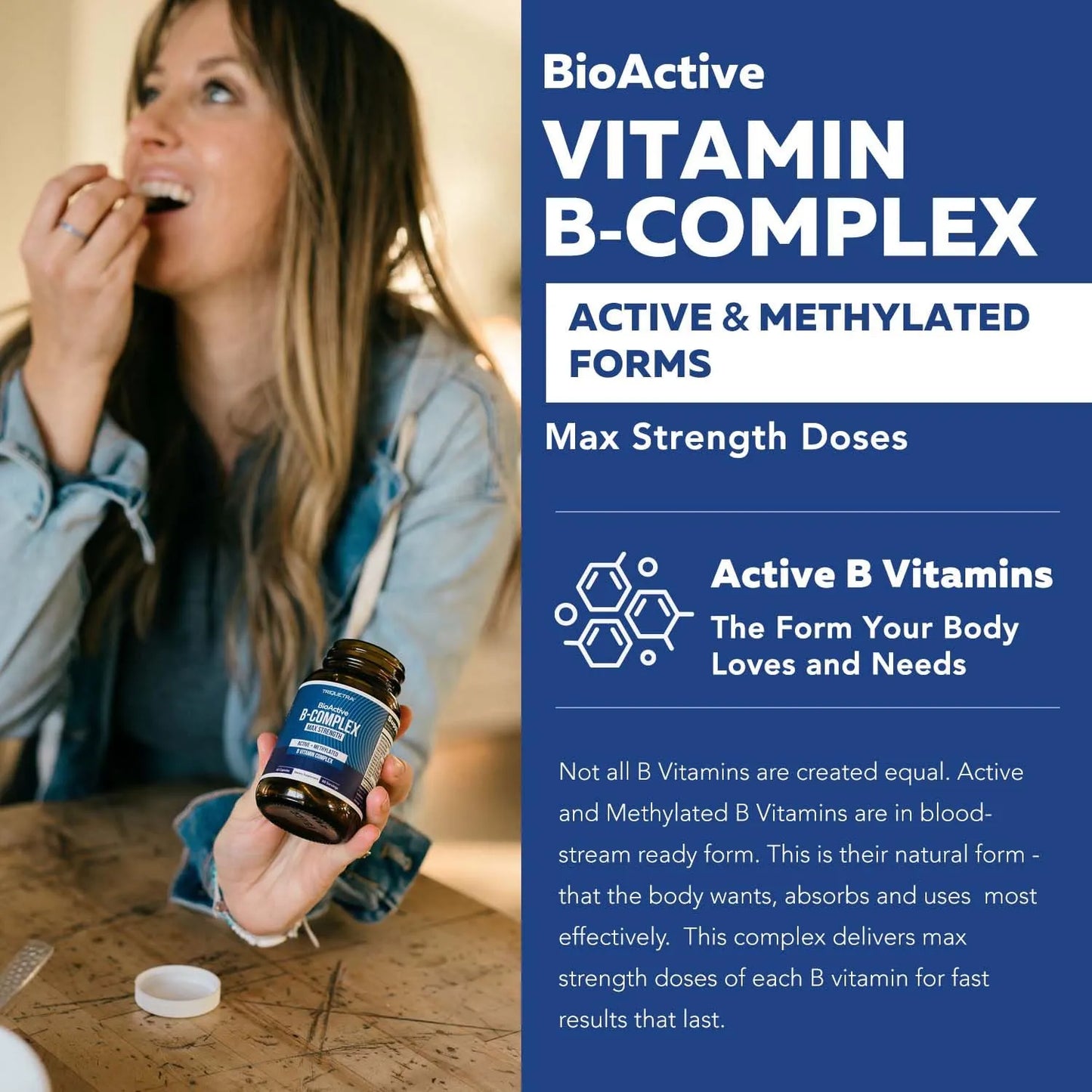 Complejo B Metilado Bioactivo Con Metilfolato Y B12 60 Cápsulas Energía Y Vitalidad