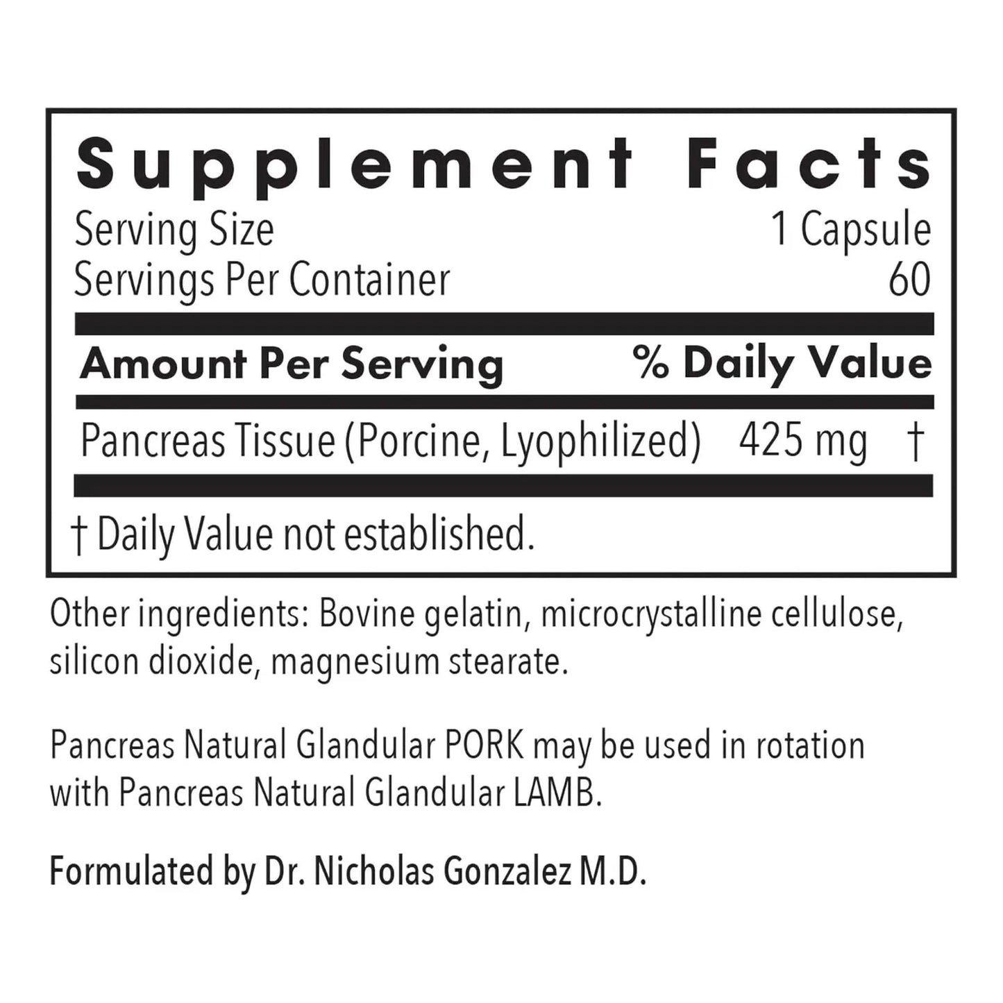 Páncreas Natural Glandular 425 Mg Con Enzimas Digestivas Ami