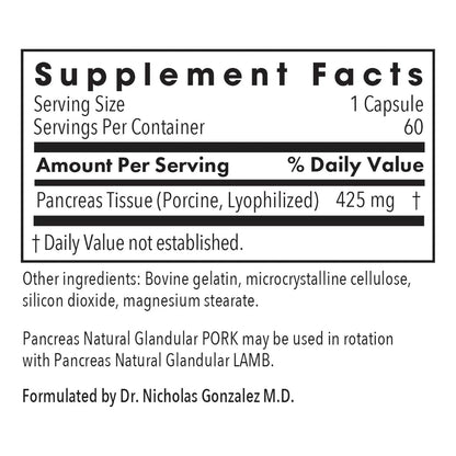 Páncreas Natural Glandular 425 Mg Con Enzimas Digestivas Ami