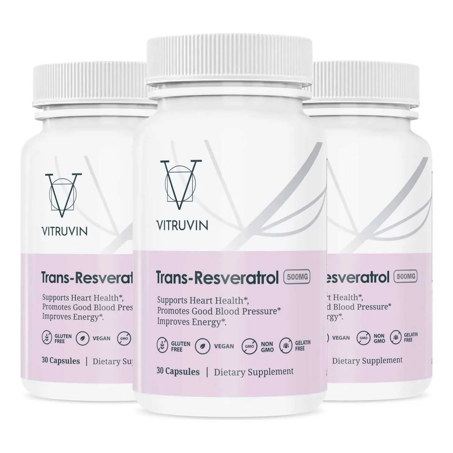 Trans-resveratrol 500 Mg Paquete De 3 Botellas Efecto Antiox