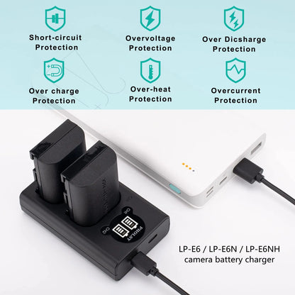 Cargador De Batería Con Pantalla LED Para Cámaras Canon LP-E6NH LP-E6N LP-E6 Carga Rápida Y Segura