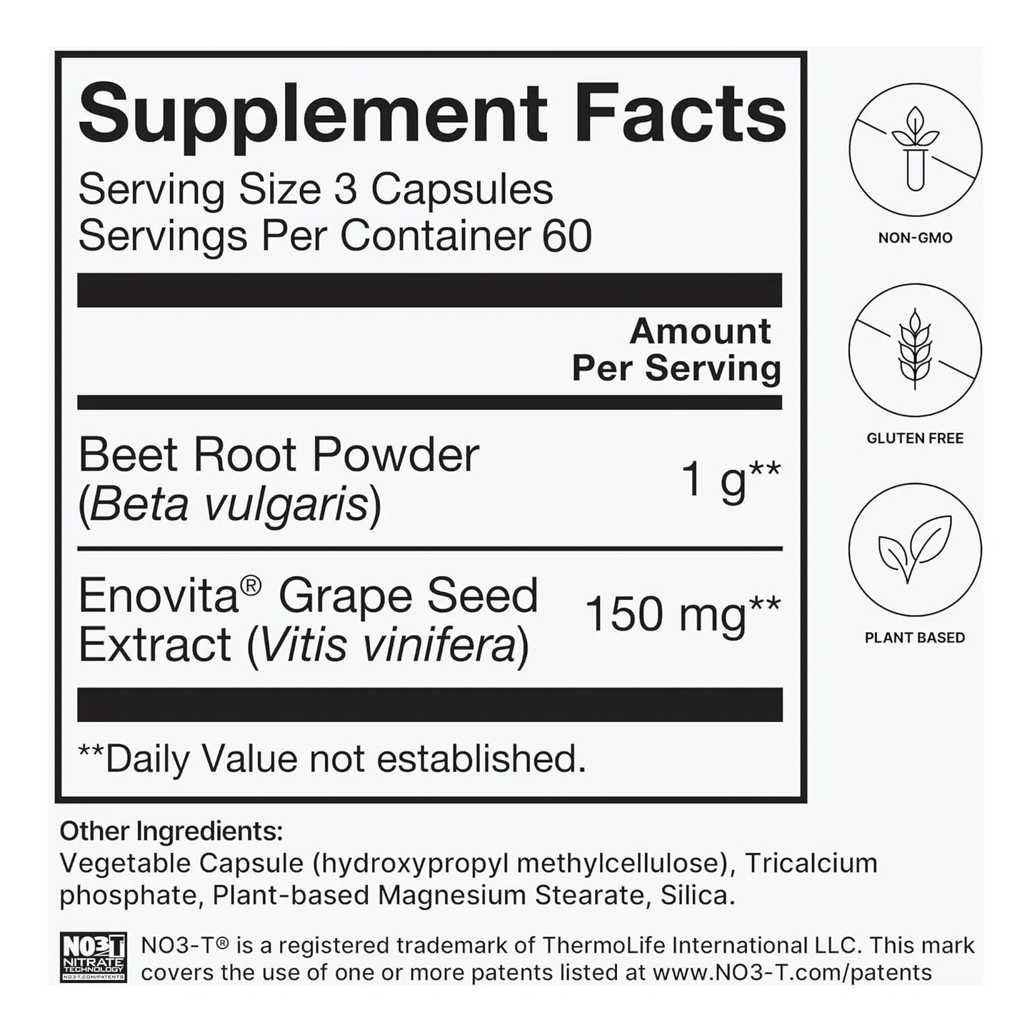 Capsulas De Raiz De Remolacha 1000 Mg SuperBeets Apoyo Oxido Nitrico Y Presion Arterial
