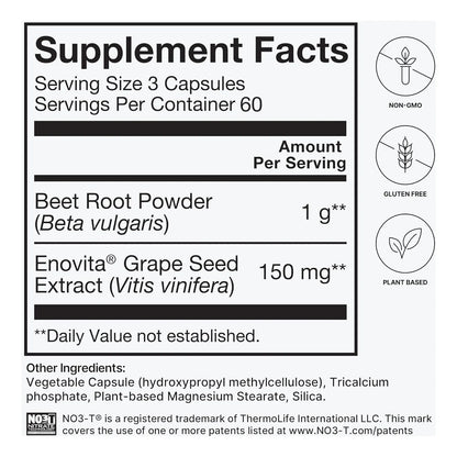 Capsulas De Raiz De Remolacha 1000 Mg SuperBeets Apoyo Oxido Nitrico Y Presion Arterial