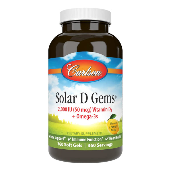 Gemas Solares Vitamina D3 2000 Ui Omega 3 Epa Dha Sabor Limon 360 Unidades