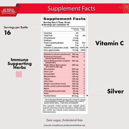 ACF Apoyo Inmunológico Extra Fuerte 16 Onzas Con Vitaminas Y Hierbas Suplemento Líquido