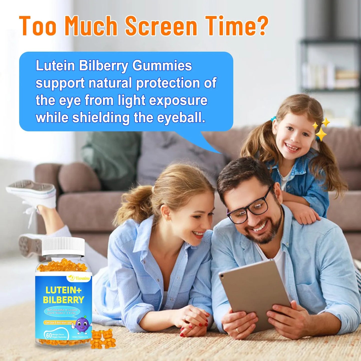 Gomitas De Luteína Y Zeaxantina 20 Mg Con Arándano Y Astaxantina Suplemento Ocular