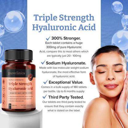 Acido Hialuronico 300 Mg 180 Comprimidos Triple Potencia Hyaluronato Sodio