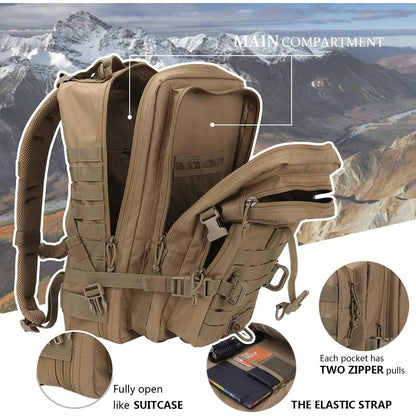 Mochila Táctica Militar Hannibal Tactical 36L Resistente Al Agua Con Sistema Molle