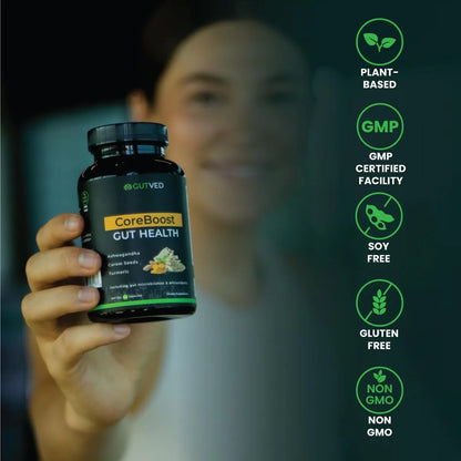 Suplemento CoreBoost Salud Intestinal Con Ashwagandha Probióticos Y Cúrcuma Alivia Hinchazón