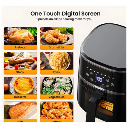 Freidora De Aire Acekool 5 Qt Pantalla Digital Cocina Saludable Sin Aceite