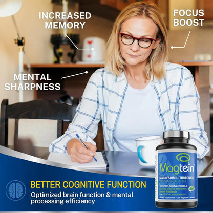 Magnesio L Treonato Magtein 120 Capsulas Memoria Concentracion Sueño Salud Cerebral