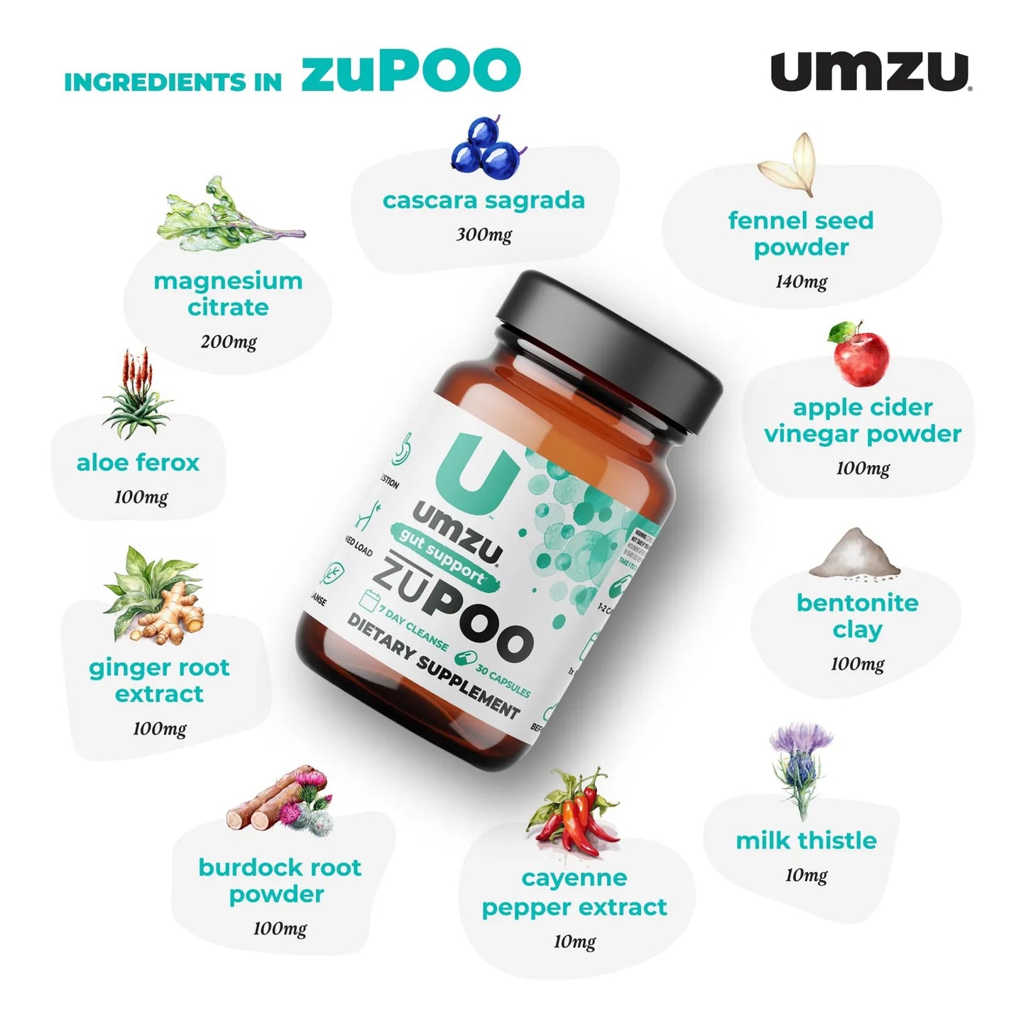 ZuPoo Suplemento Natural Limpieza Colon Estreñimiento Desintoxicacion Cascara Sagrada