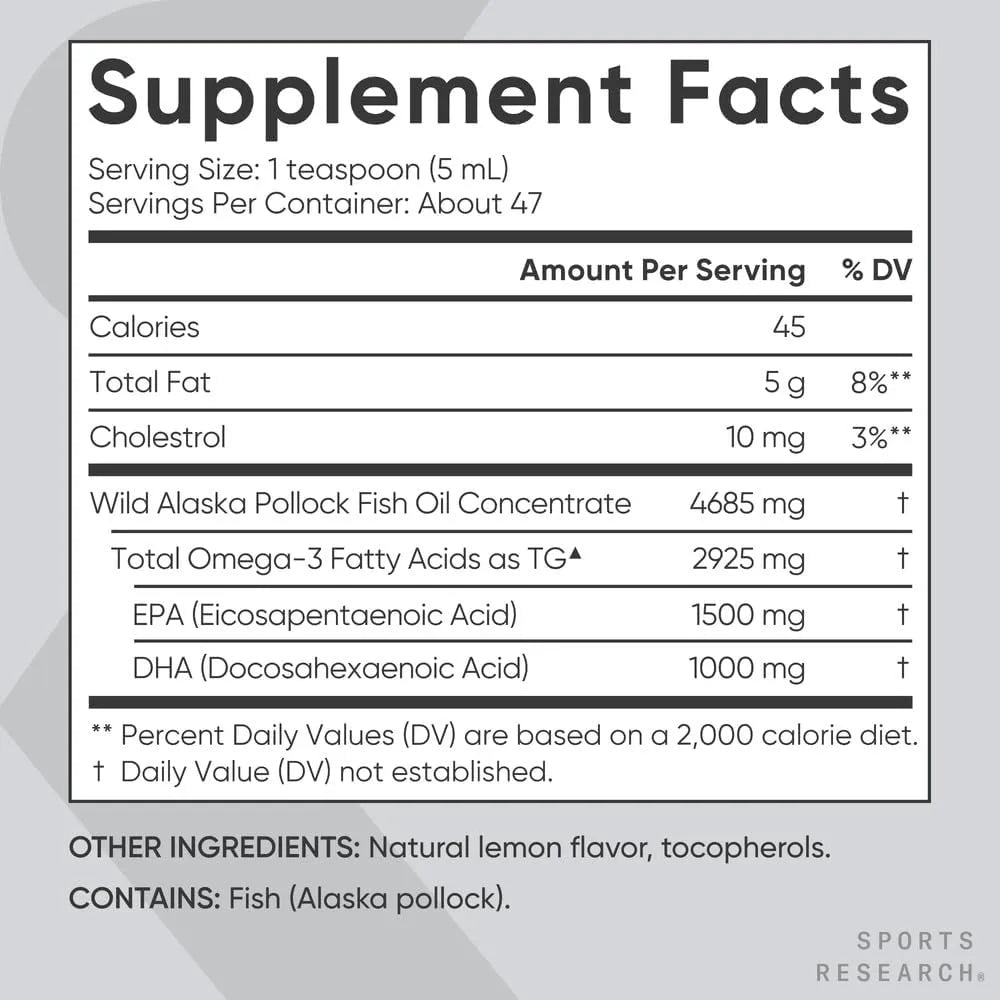 Aceite De Pescado Omega 3 Sabor Limon 4685 Mg Sports Research