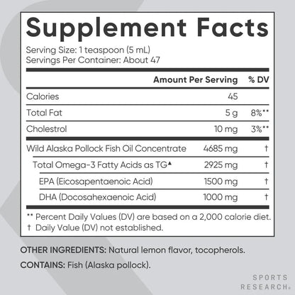 Aceite De Pescado Omega 3 Sabor Limon 4685 Mg Sports Research
