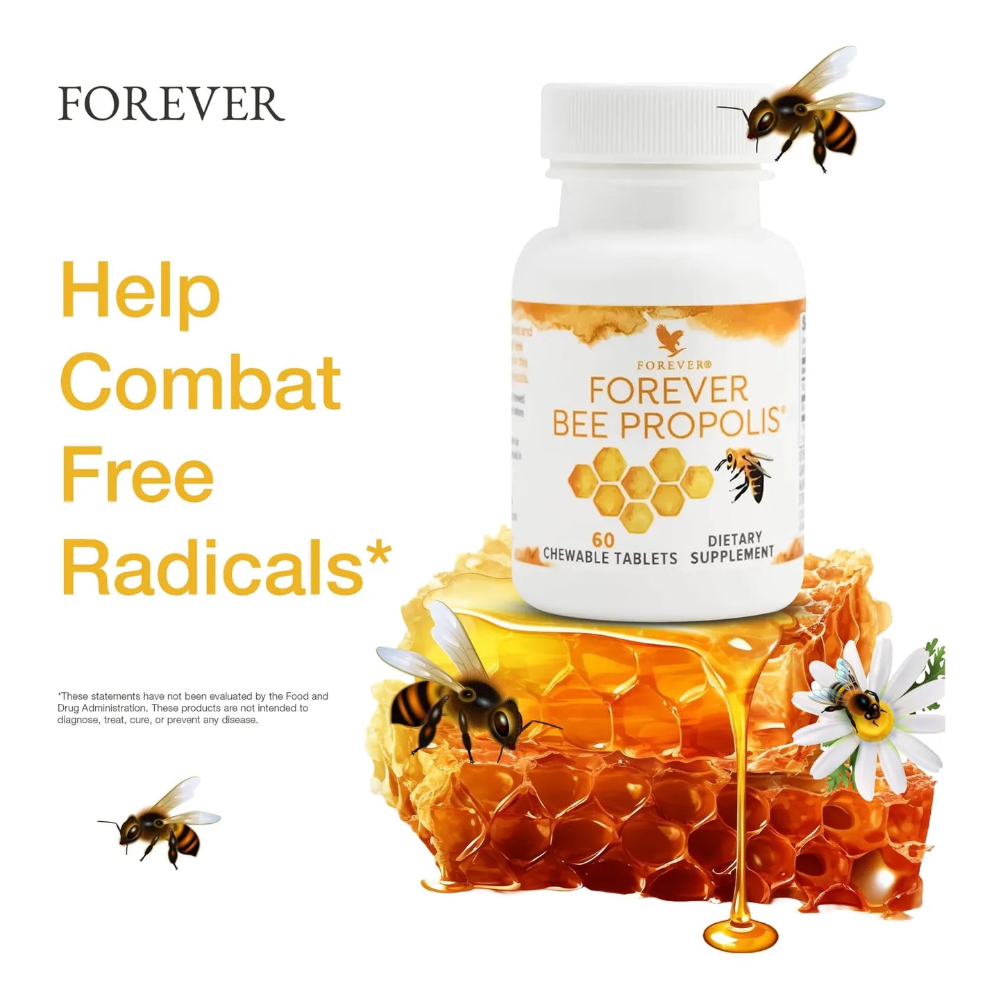 Tabletas Masticables Propóleo Abeja Apoyo Inmunológico 60 Tabletas Forever Living