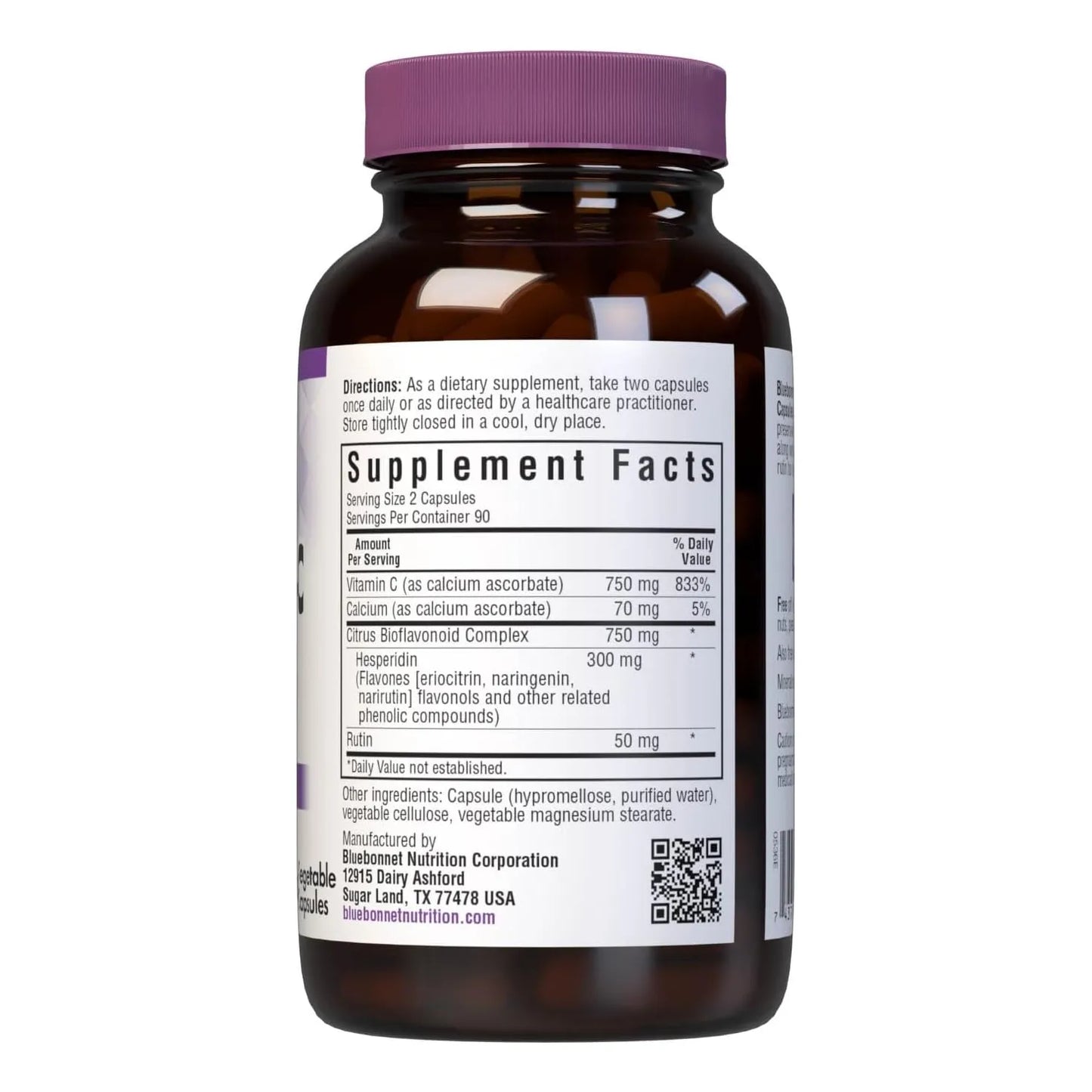 Vitamina C Tamponada Alta Potencia 750 Mg 180 Cápsulas Veganas Bluebonnet