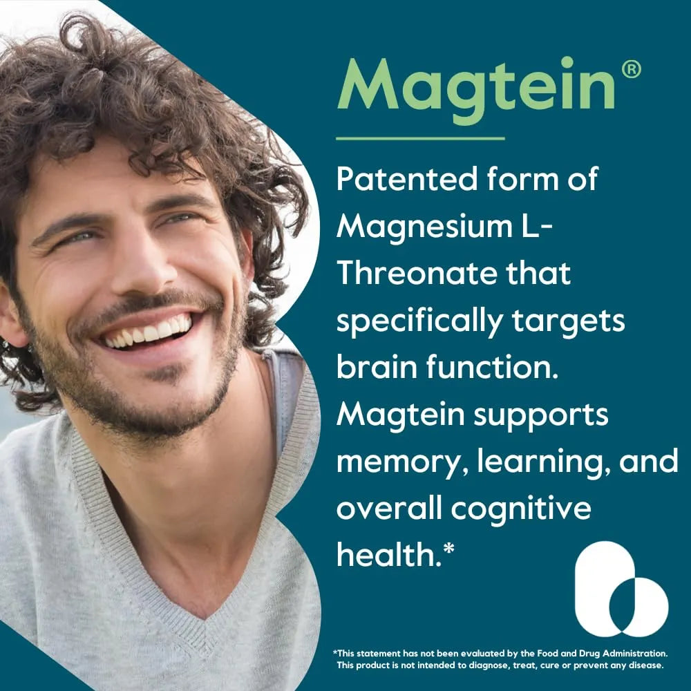 Magtein Magnesium L-Threonate 2000 Mg 120 Cápsulas Veganas Memoria Y Enfoque