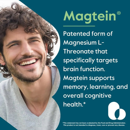 Magtein Magnesium L-Threonate 2000 Mg 120 Cápsulas Veganas Memoria Y Enfoque