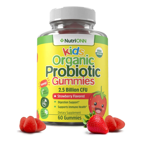 Gomitas Probióticas Orgánicas Masticables Para Niños 60 Unid Sabor Fresa