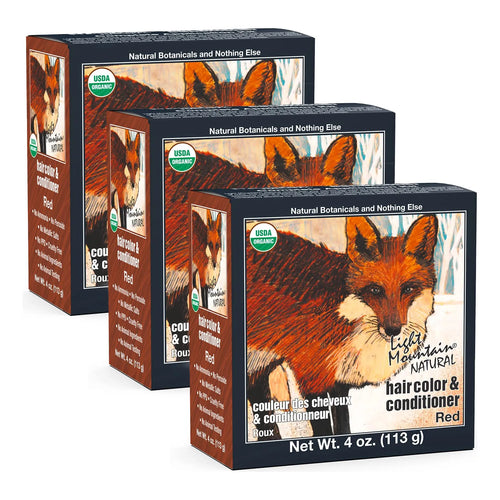 Acondicionador Light Mountain Cabello Rojo 113g 3 Paquetes Tinte Natural Vegano