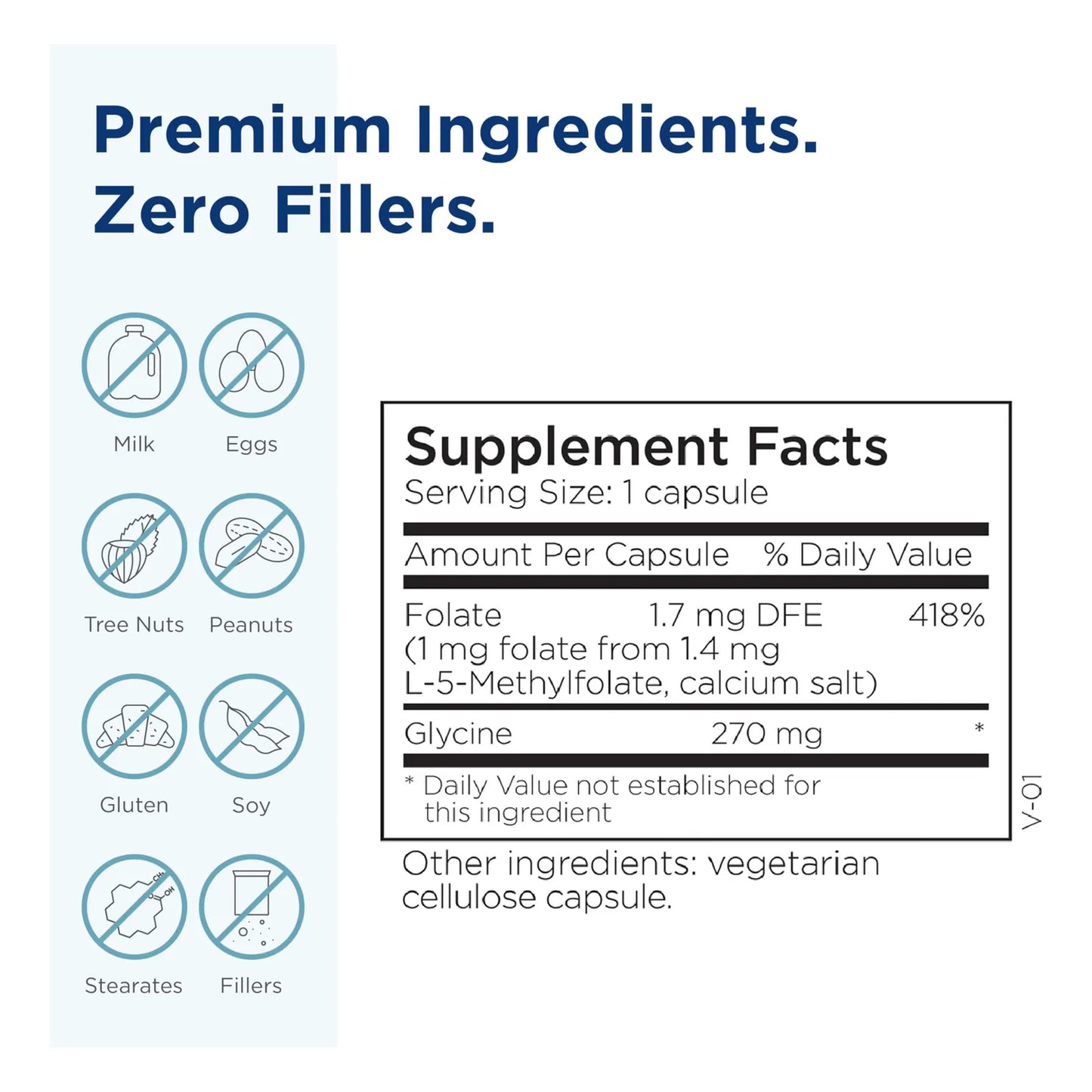 L Metilfolato 1 Mg 90 Capsulas Puro Sin Aditivos Apoyo Cerebral y Cardiovascular