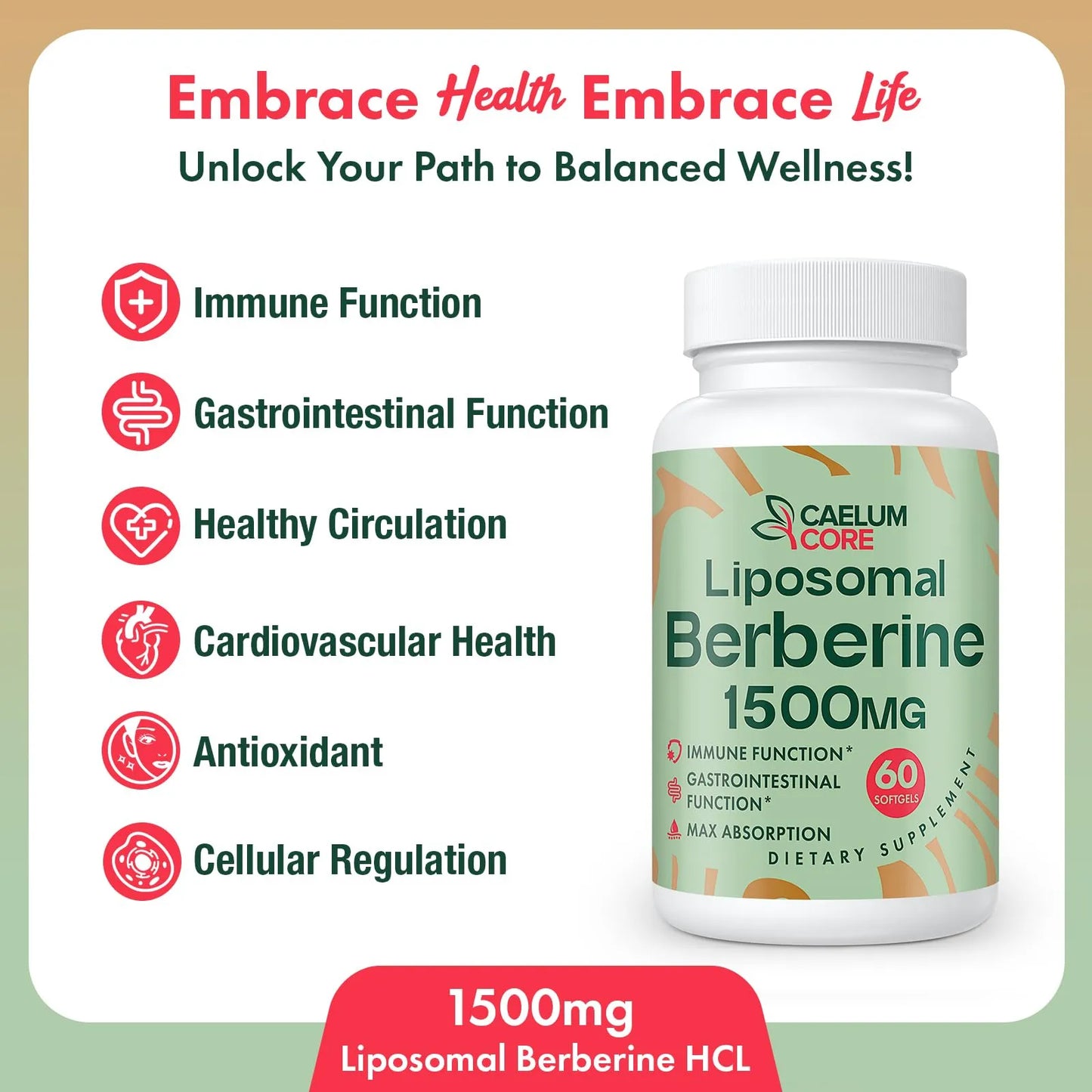 Berberina Liposomal HCL 1500mg Activa AMPK GLP1 Alta Biodisponibilidad Suplemento Salud