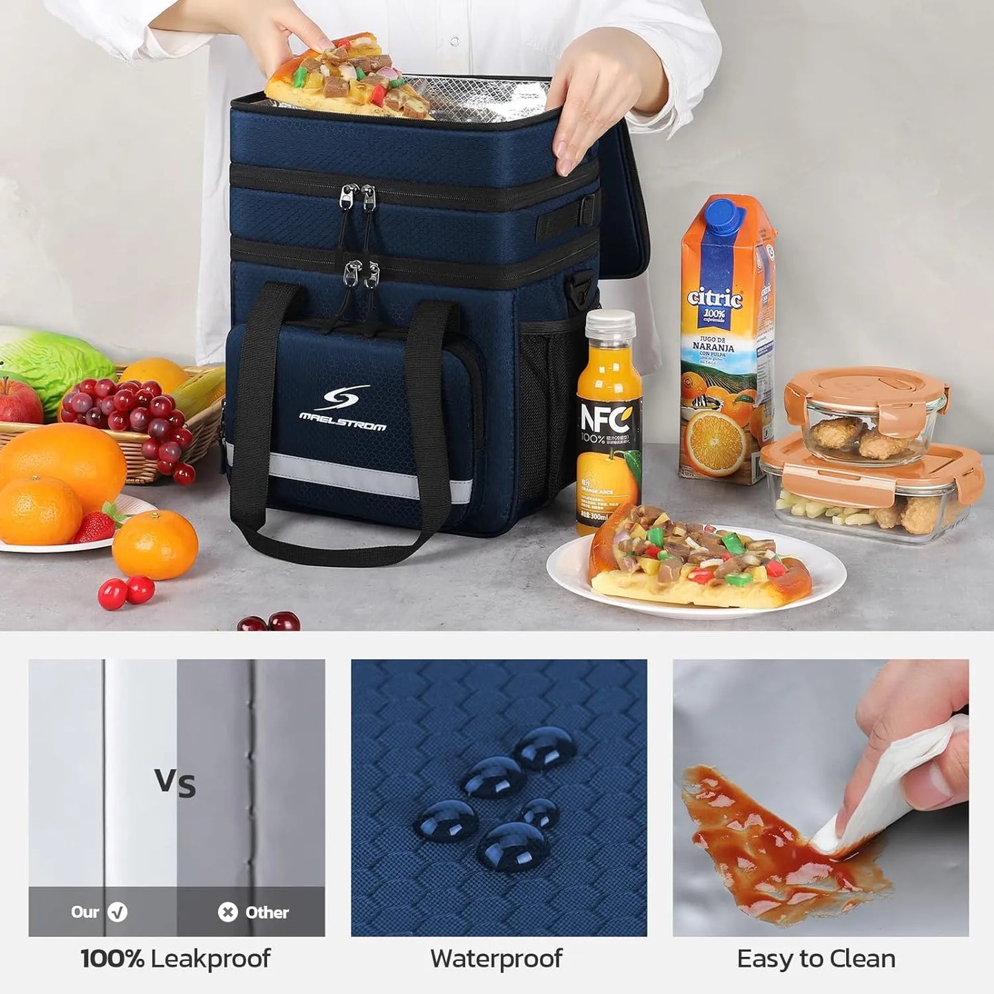 Lonchera Termica Grande Aislada Azul Maelstrom 15L Impermeable